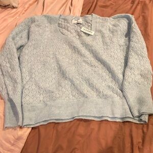 NWT Old Navy Soft Blue Women's Pointelle Crew Neck Sweater